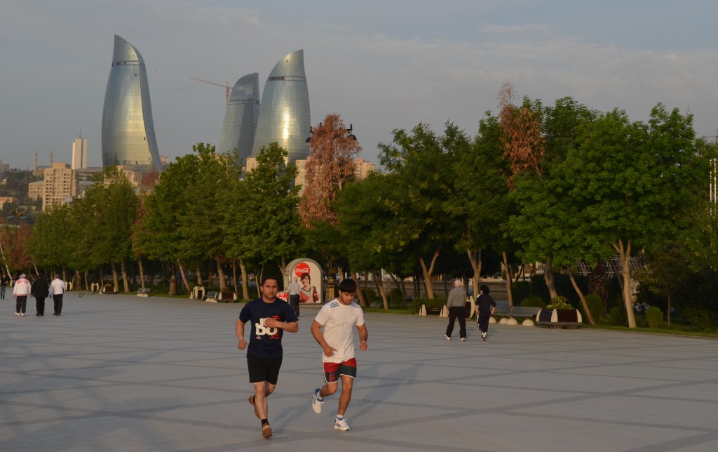 Baku's massive Seaside Boulevard, known as the Bulvar, is a magnet for fitness enthusiasts. On my 7am stroll, I brushed shoulders with scores of joggers, volleyball players, yoga activists, and a gruelling training session by a local wrestling team.